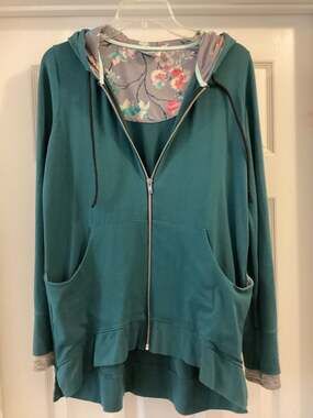 Majamas Audre Maternity Nursing Hooded Full Zip Jacket Floral Trim